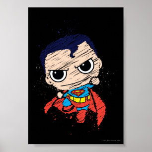 Mini Superman Sketch - Flying Poster