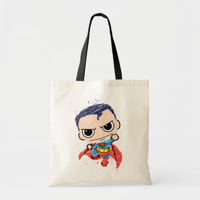 Mini Superman Sketch - Flying Tote Bag (Front)