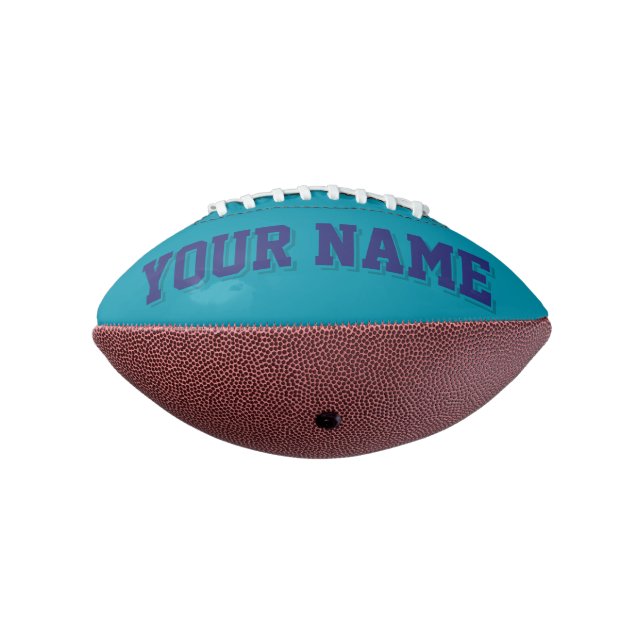 Mini TEAL AND NAVY BLUE Personalized Football (Rotated 270)