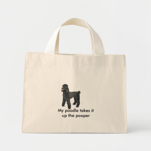 Mini Tote Bag 4861-Plush-BlackPoodle, Mon caniche prend... (Devant)