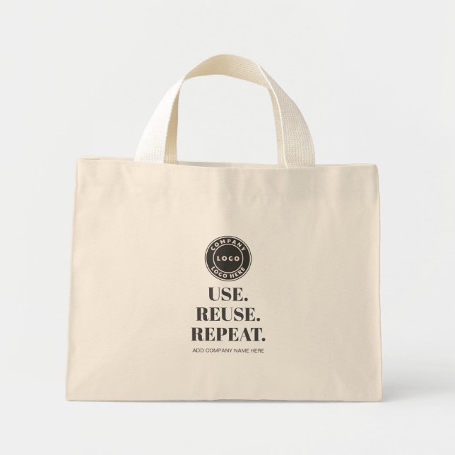 Mini Tote Bag Ajouter votre logo commercial Slogan et nom de soc (Devant)