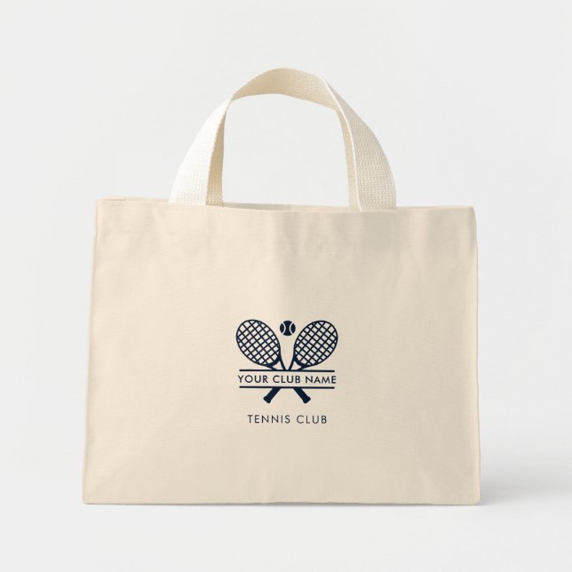Mini Tote Bag Ajouter Votre Nom Club Tennis Team Navy Blue (Devant)
