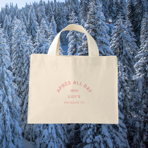 Mini Tote Bag Après tout le jour rose Bachelorette Ski Party Cre