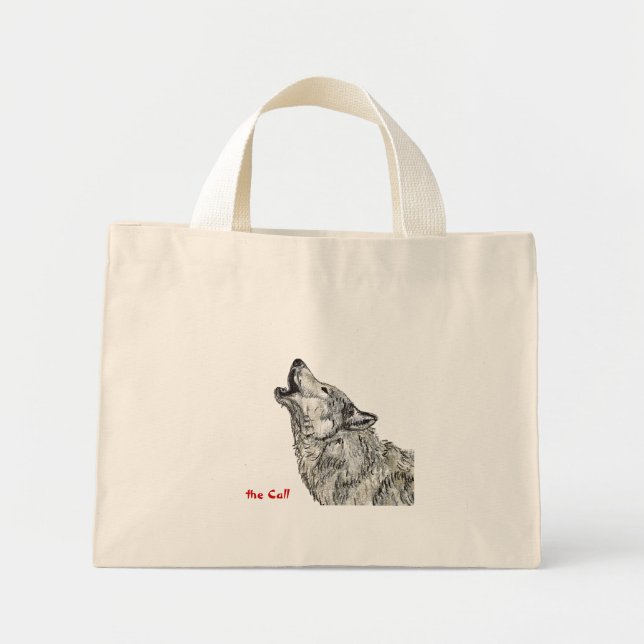 Mini Tote Bag bagage de loup hurlant (Devant)