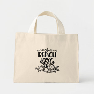 Mini Tote Bag Beach Girl Starfish Ocean Life