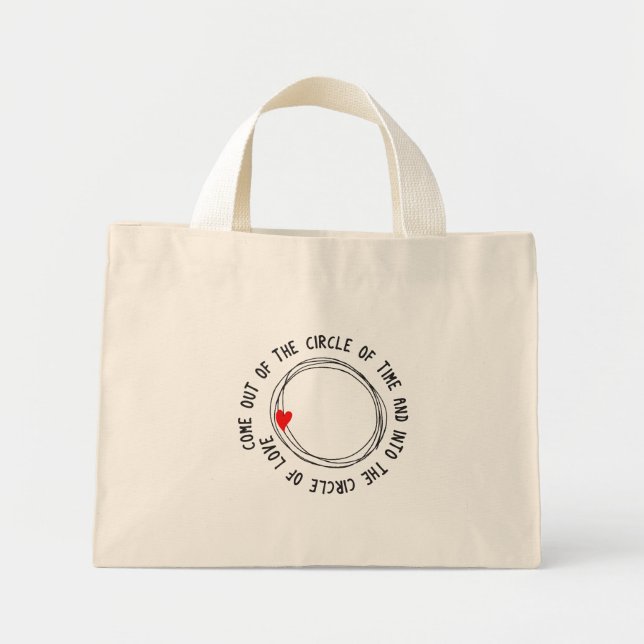 Mini Tote Bag Beau Texte Dans Le Cercle De L'Amour (Devant)