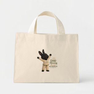 Mini Tote Bag Billy étire-toi le matin Lapin Rex noir mignon