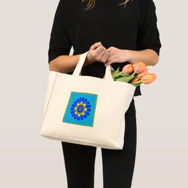 Mini Tote Bag Bleu fleur (Devant (produit))