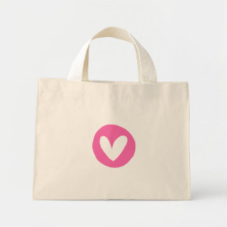 Mini Tote Bag Bolsa com Design de Coração Rosa 