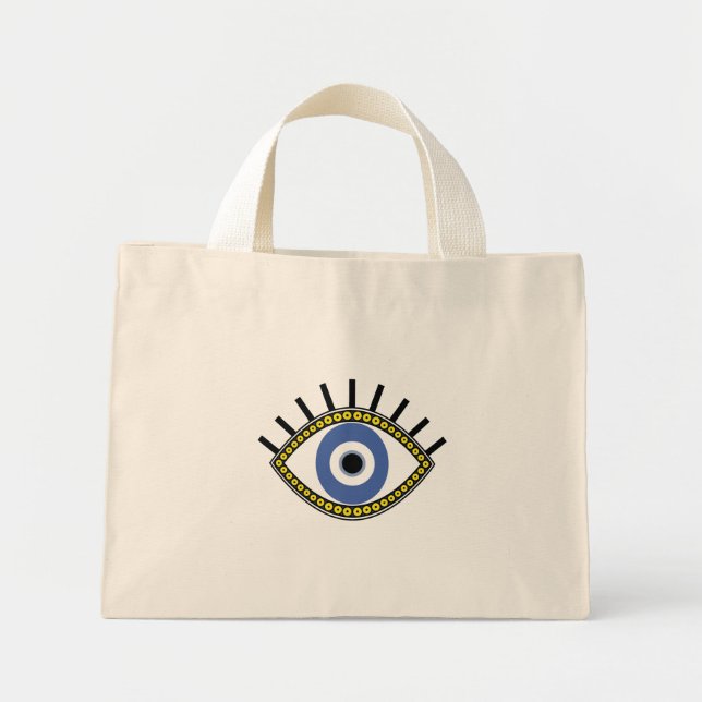 Mini Tote Bag Bonne chance, Oeil bleu, Oeil maléfique de l'amule (Devant)