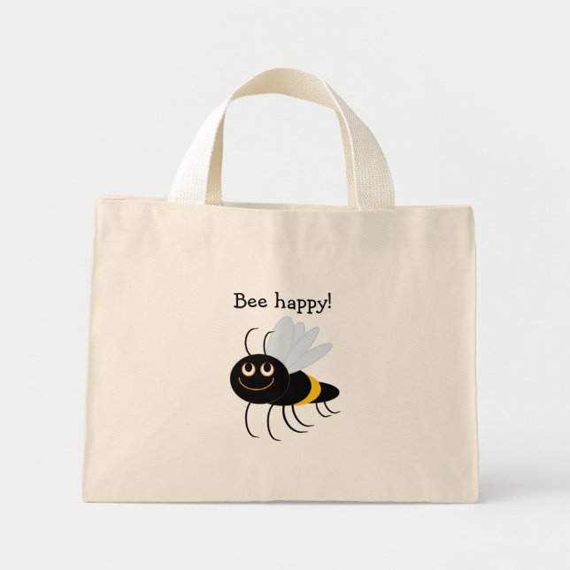 Mini Tote Bag BuzzAboutBees Bee Happy Mini-fourre-tout (Devant)