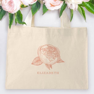 Mini Tote Bag Cadeau de Demoiselle d'Honneur Fleur de Pivoine Él