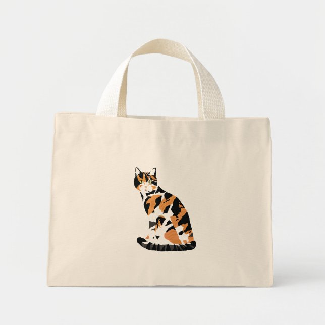 Mini Tote Bag Calico chat assis (Devant)