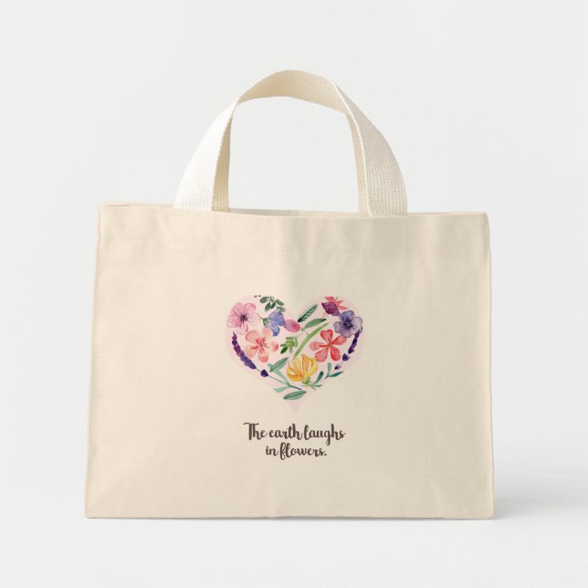 Mini Tote Bag Canvas Baf - La terre rit de fleurs (Devant)