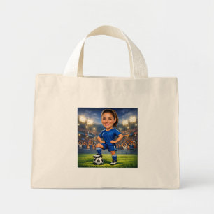 Mini Tote Bag Caricature de star de football/soccer avec photo p