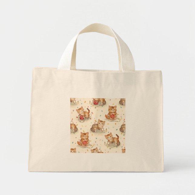 Mini Tote Bag cat pattern christmas (Devant)