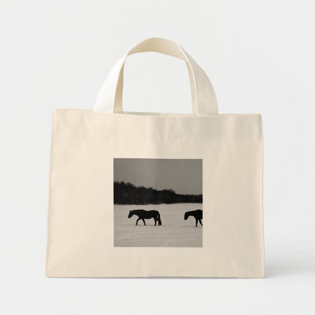 Mini Tote Bag Chevaux sur neige ttcnm (Devant)