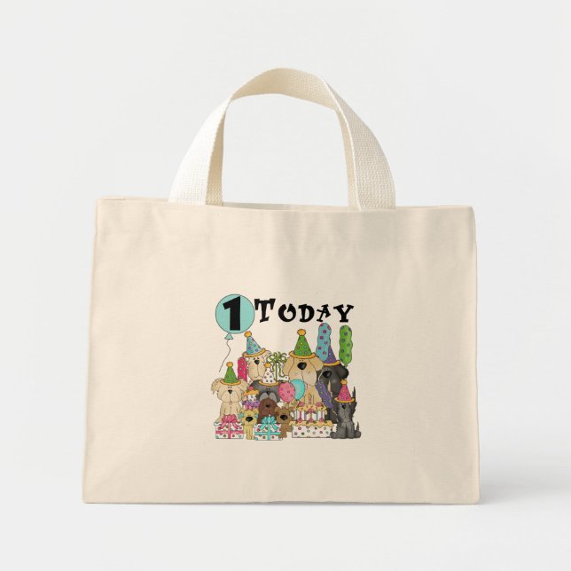 Mini Tote Bag Chiots 1er Anniversaire Tshirts et cadeaux Bash (Devant)