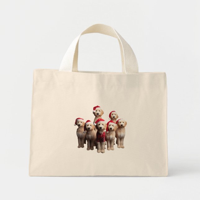 Mini Tote Bag Christmas Goldendoodle, Xmas Labradoodle chien (Devant)