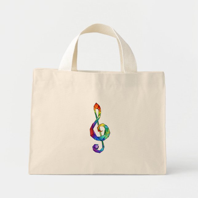 Mini Tote Bag Clé de musique arc-en-ciel (Devant)