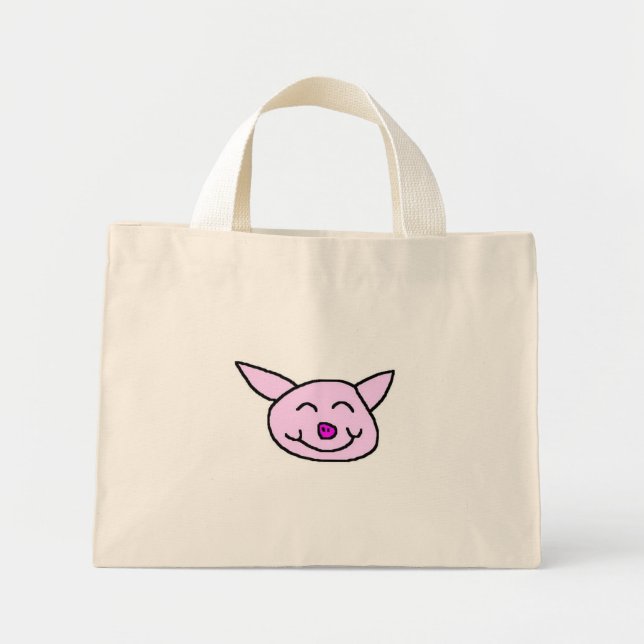 Mini Tote Bag Cochon heureux (Devant)