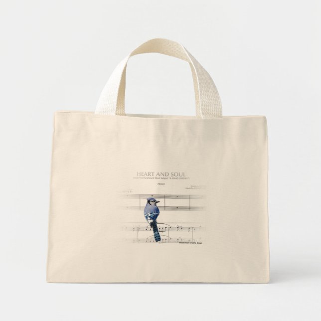 Mini Tote Bag Coeur et âme - Blue Jay (Devant)