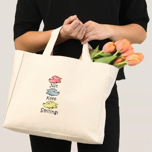 Mini Tote Bag Continuez à sourire ! Poissons fantaisistes coloré