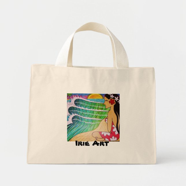Mini Tote Bag Coucher de soleil de la fille de Hinano (Devant)