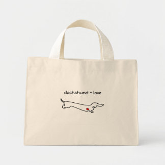 Mini Tote Bag Dachshund = Amour