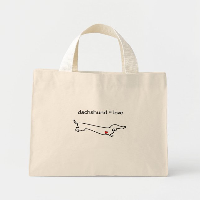 Mini Tote Bag Dachshund = Amour (Devant)