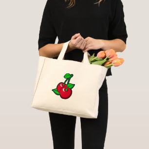 Mini Tote Bag Dessin animé Cerises rouges vertes noires Fruit Ar