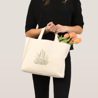 Mini Tote Bag Dessin botanique de prairie fleurie sauvage