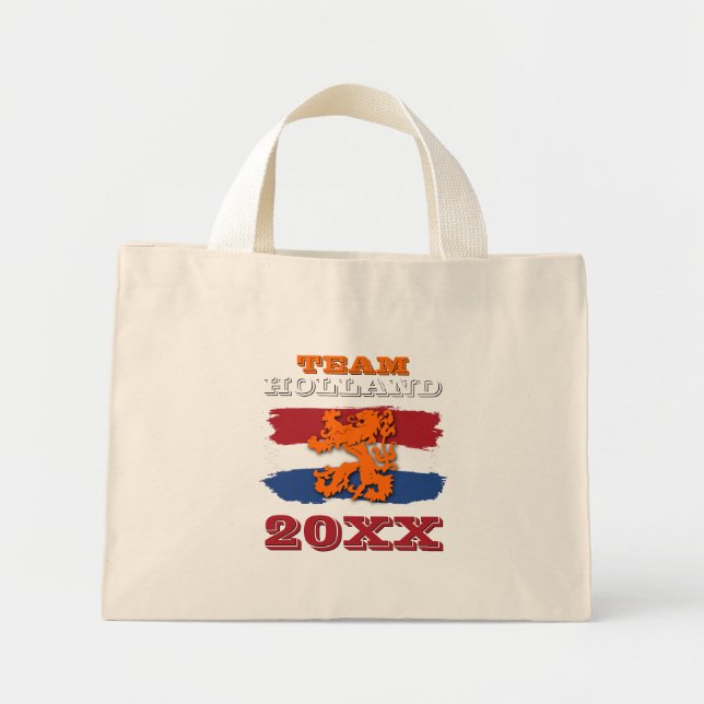 Mini Tote Bag Drapeau néerlandais personnalisé Orange Lion Team  (Devant)