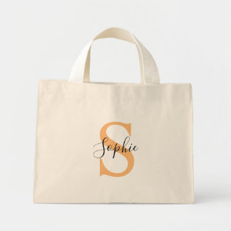 Mini Tote Bag Elegant Script Custom Name Personalized Gift