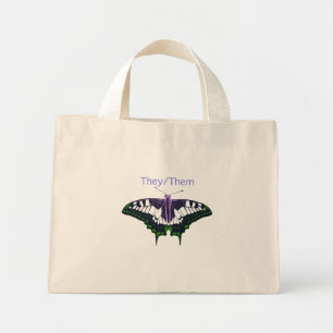 Mini Tote Bag Eux/Eux Non binaire Fierté Beurre Noir