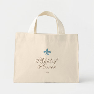 Mini Tote Bag Fleur de Lis Maid of Honor Initial