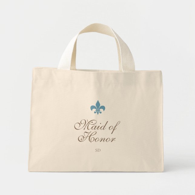 Mini Tote Bag Fleur de Lis Maid of Honor Initial (Devant)