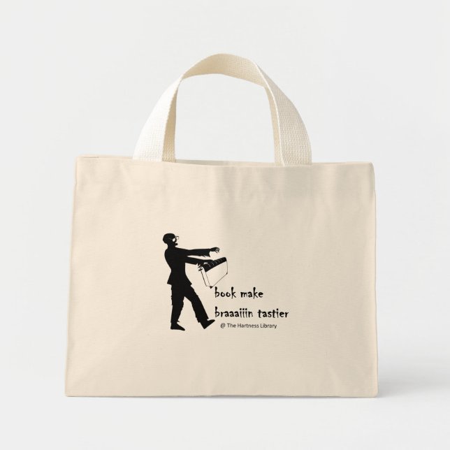 Mini Tote Bag fourre-tout de la bibliothèque zombie (Devant)