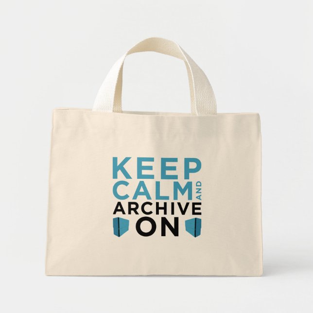 Mini Tote Bag Gardez le calme et archivez (minuscule note) (Devant)