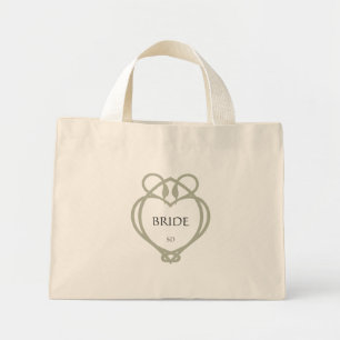 Mini Tote Bag Initiales de la mariée de cygne celtique irlandais