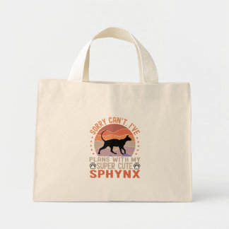 Mini Tote Bag J'ai des plans avec mon chat Sphynx
