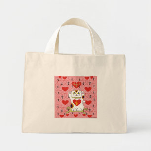 Mini Tote Bag J'ai le coeur chanceux en rose