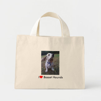Mini Tote Bag J'aime Basset Hounds