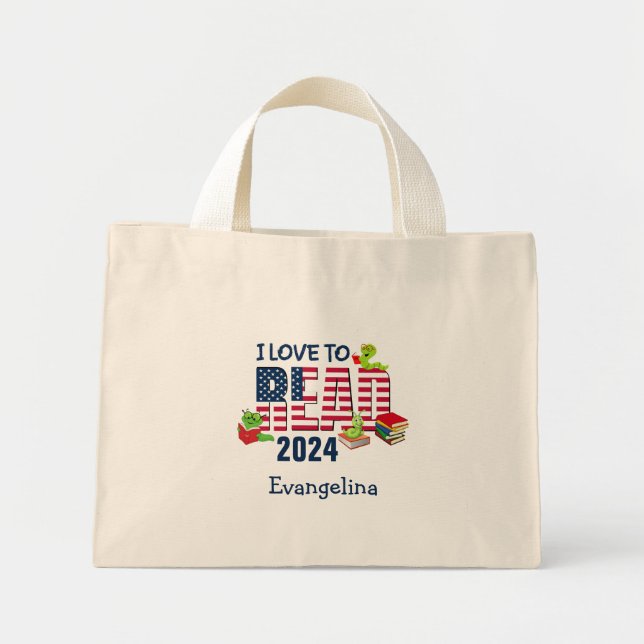 Mini Tote Bag J'AIME LIRE America Flag 2024 Kids (Devant)