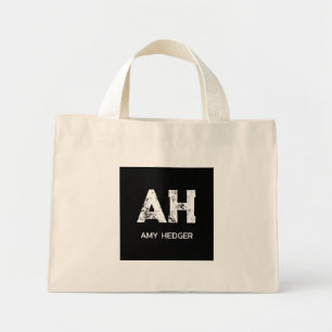MINI TOTE BAG JOLI MONOGRAMME DE DEUX LETTRES BLANC NOM INITIALE
