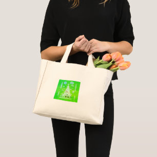 MINI TOTE BAG LA MUSÉE DE NOËL VERTE D'ARBRE BLANC