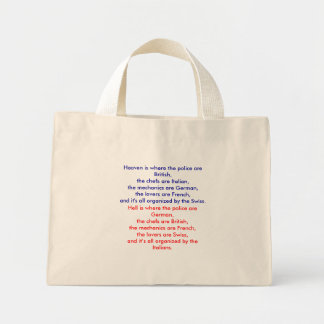 Mini Tote Bag Le paradis est là où la police est britannique, le