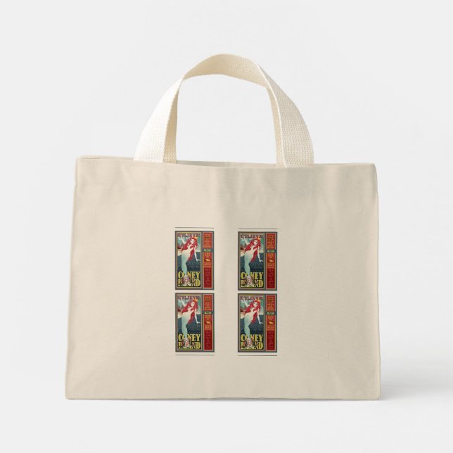 Mini Tote Bag Les sirènes de l'île de coney à tête rouge (Dos)