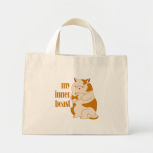 Mini Tote Bag Ma bête intérieure fainéante citation de motivatio