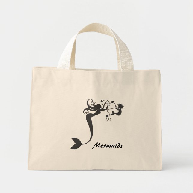 Mini Tote Bag Maman et bébé Sirènes (Devant)